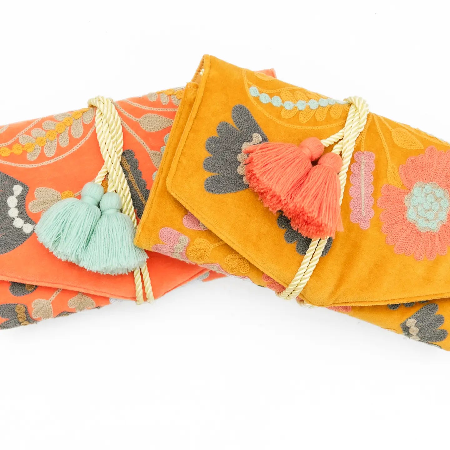 Embroidered velvet jewelry organizer (4 colors!) from South Asia