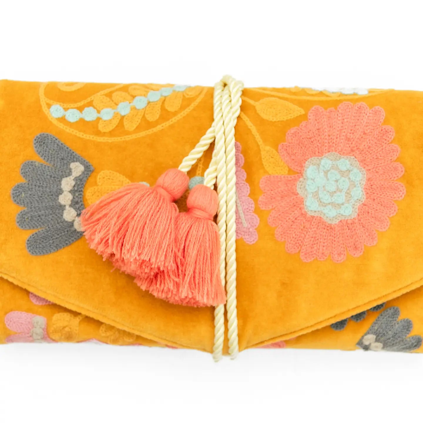 Embroidered velvet jewelry organizer (4 colors!) from South Asia
