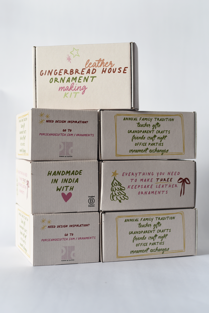 DIY Leather Gingerbread House Ornament-Making Kits from India