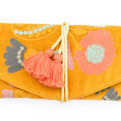 Embroidered velvet jewelry organizer (4 colors!) from South Asia