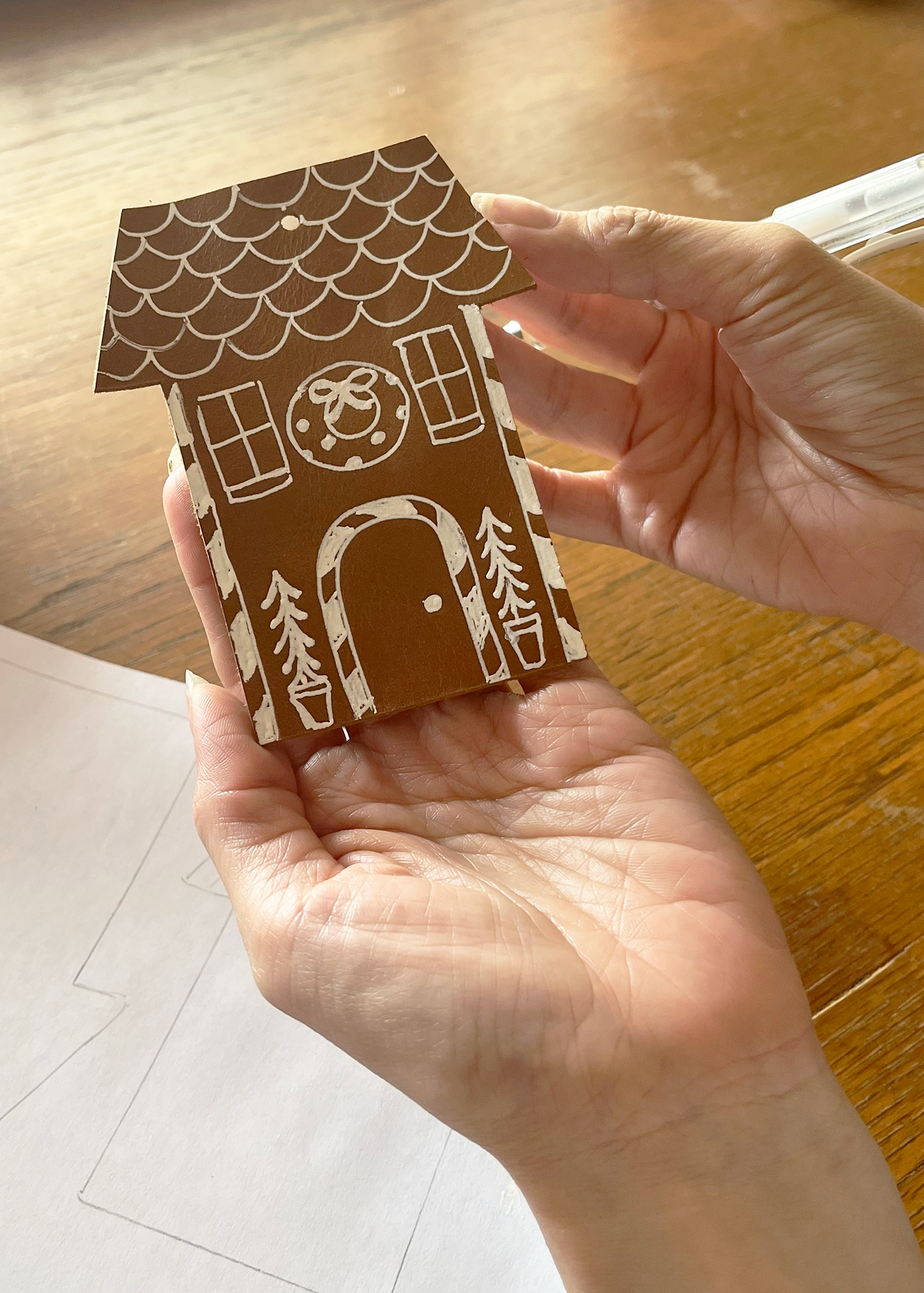 DIY Leather Gingerbread House Ornament-Making Kits from India