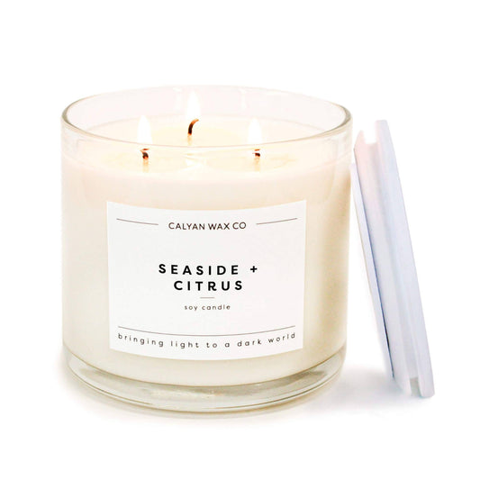 Seaside + Citrus - 3 Wick Clear Glass Tumbler Soy Candle