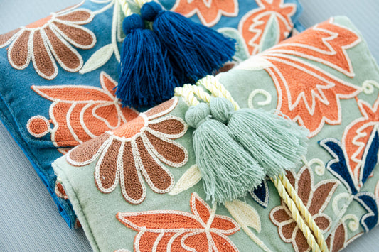 Embroidered velvet jewelry organizer (choose your color!)