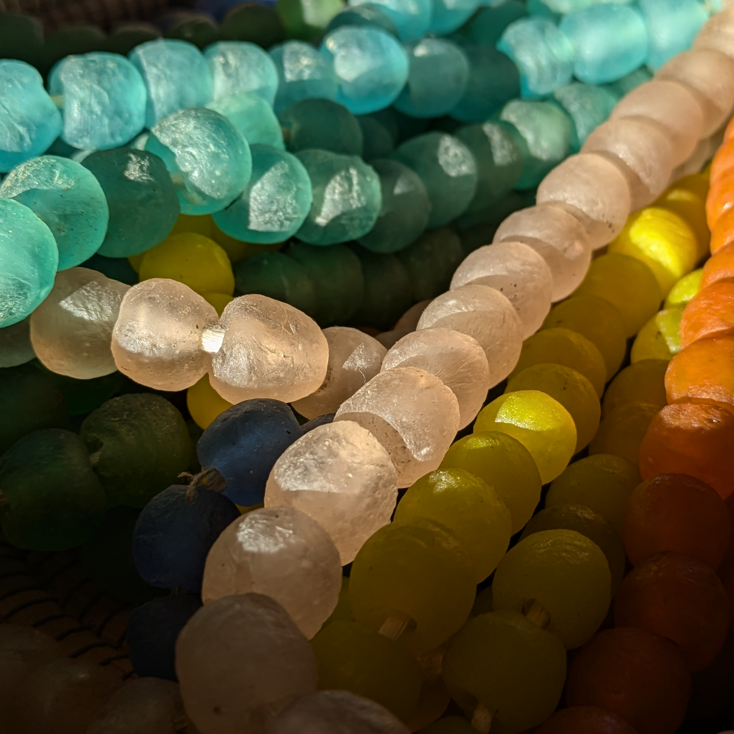 Recycled Glass Bead Strands from Ghana