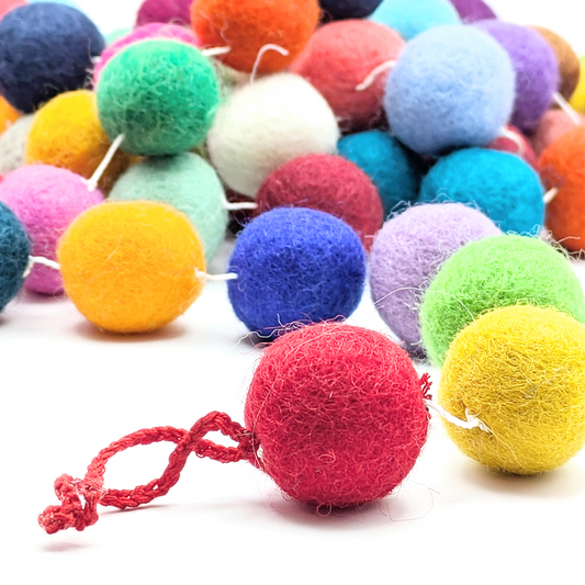 Colorful Felt Ball Garland from Nepal