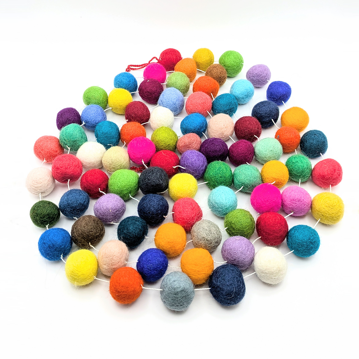 Colorful Felt Ball Garland from Nepal