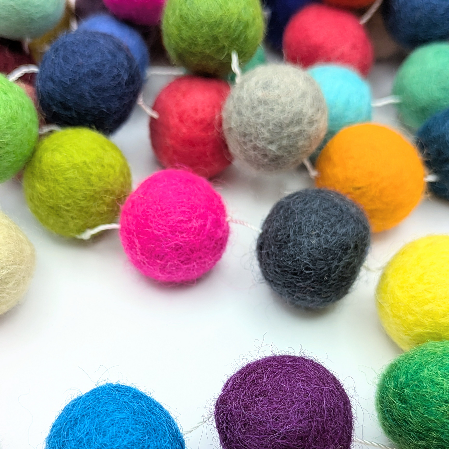 Colorful Felt Ball Garland from Nepal