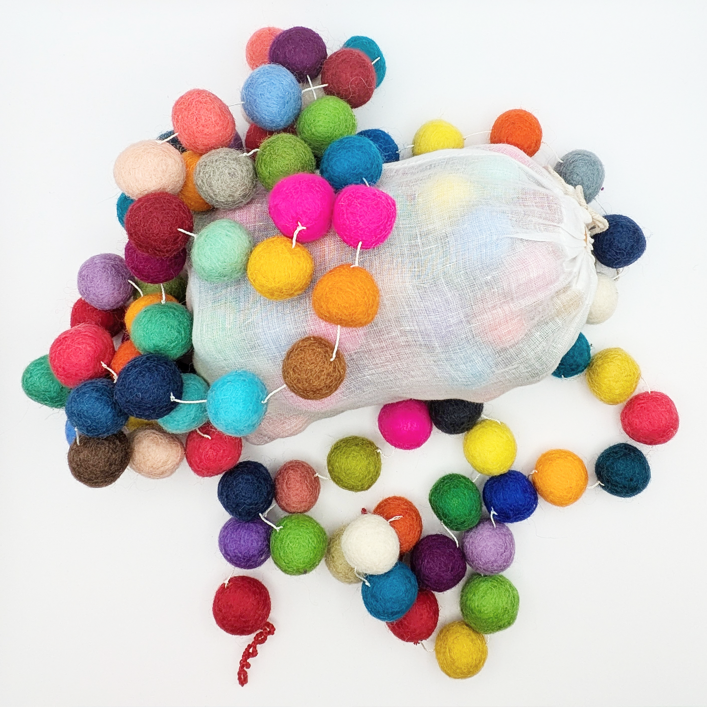 Colorful Felt Ball Garland from Nepal