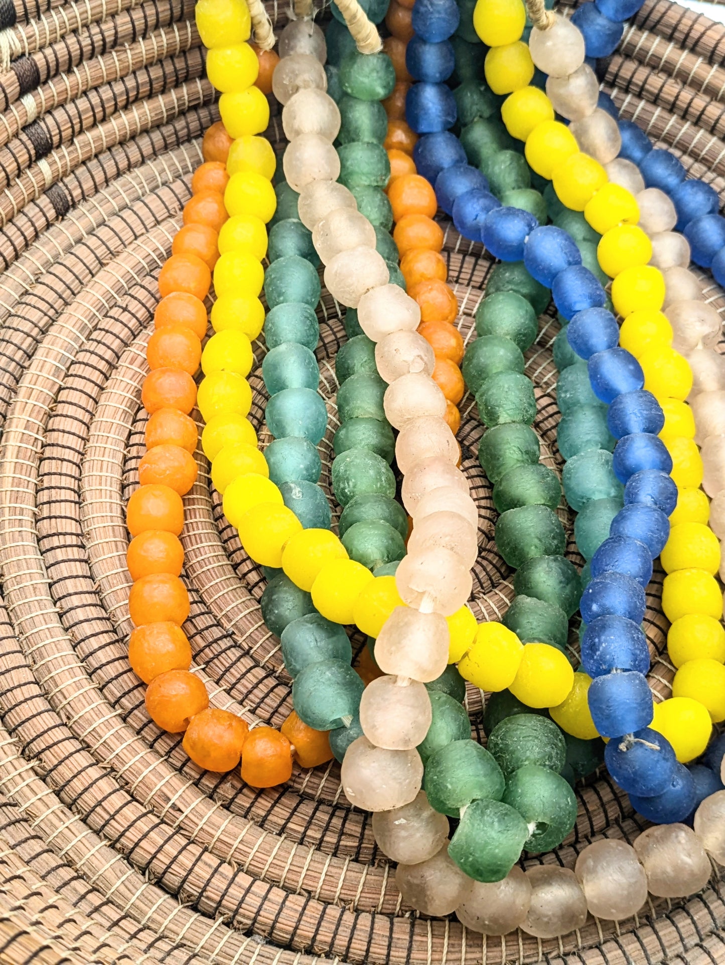 Recycled Glass Bead Strands from Ghana