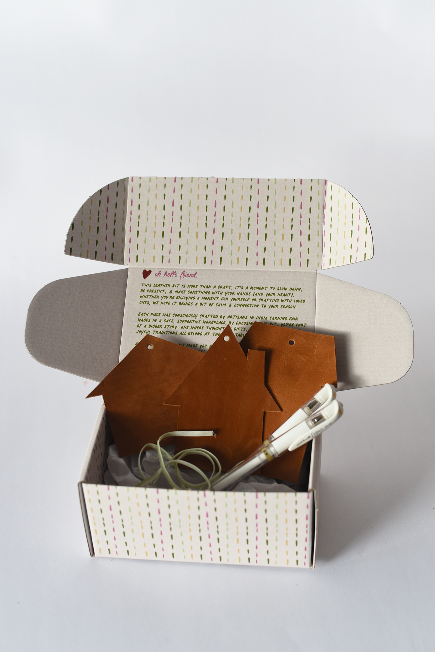 DIY Leather Gingerbread House Ornament-Making Kits from India